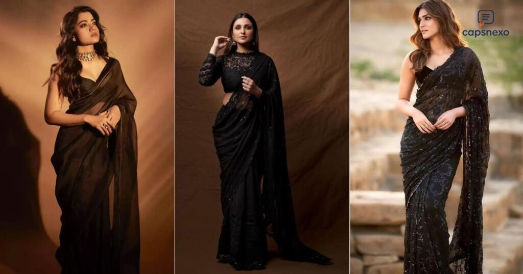 Black Saree Captions