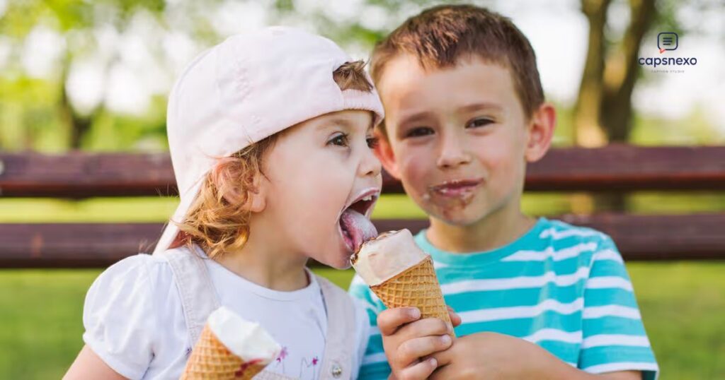 Kids and Ice Cream Captions